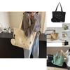 Large Capacity Canvas Tote Bag For Women Stylish Embroidered Letter Design For School
