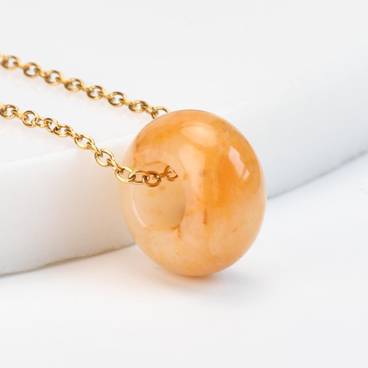 

1pc Natural Stone Circle Pendant Dopamine Color Beaded Hoop Chain Necklace for Women Jewelry Gift