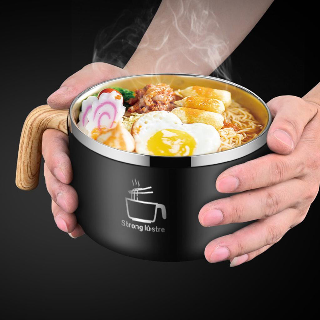 Functional Instant Noodle Bowl Practical Stainless Steel Bowl Sturdy Instant Noodles Bowl for Various Settings