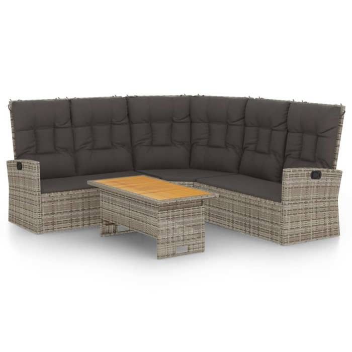 VidaXL Garden Lounge Set 2 Pcs with Cushions Grey Wicker 362176