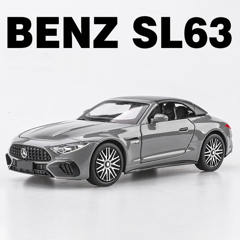 

1:24 Benz SL63 AMG Supercar Alloy Model Car Toy Diecasts Metal Casting Sound and Light Car Toys For Children Vehicle сірий колір