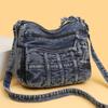 Vintage Denim Shoulder Bag Women's Crossbody Bag Multi-Compartment Mother Bag
