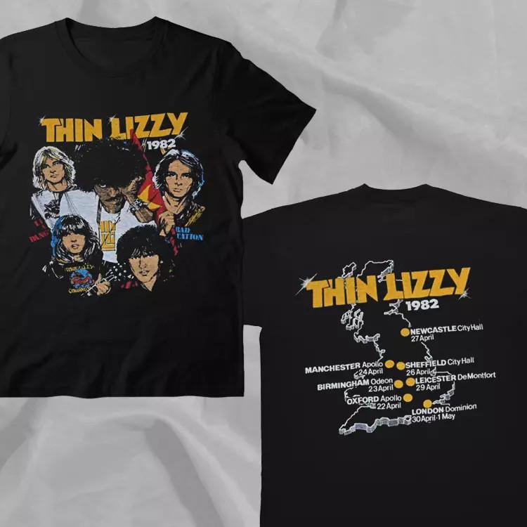 

THIN LIZZY 1982 UK Tour Rare Black Double Sided T-Shirt For Fans 4XL