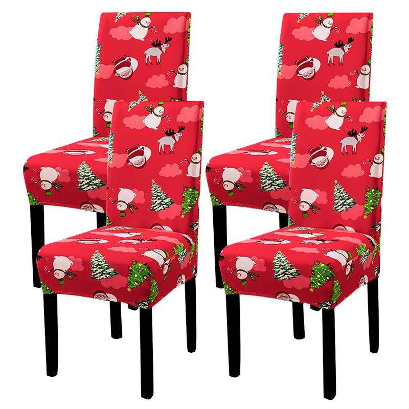 34 Color Christmas Chair Covers Dining Room Stretch Seat Protector Chair Covers for Kitchen Office Hotel Banquet Ceremony Party 2/4/6 Pieces
