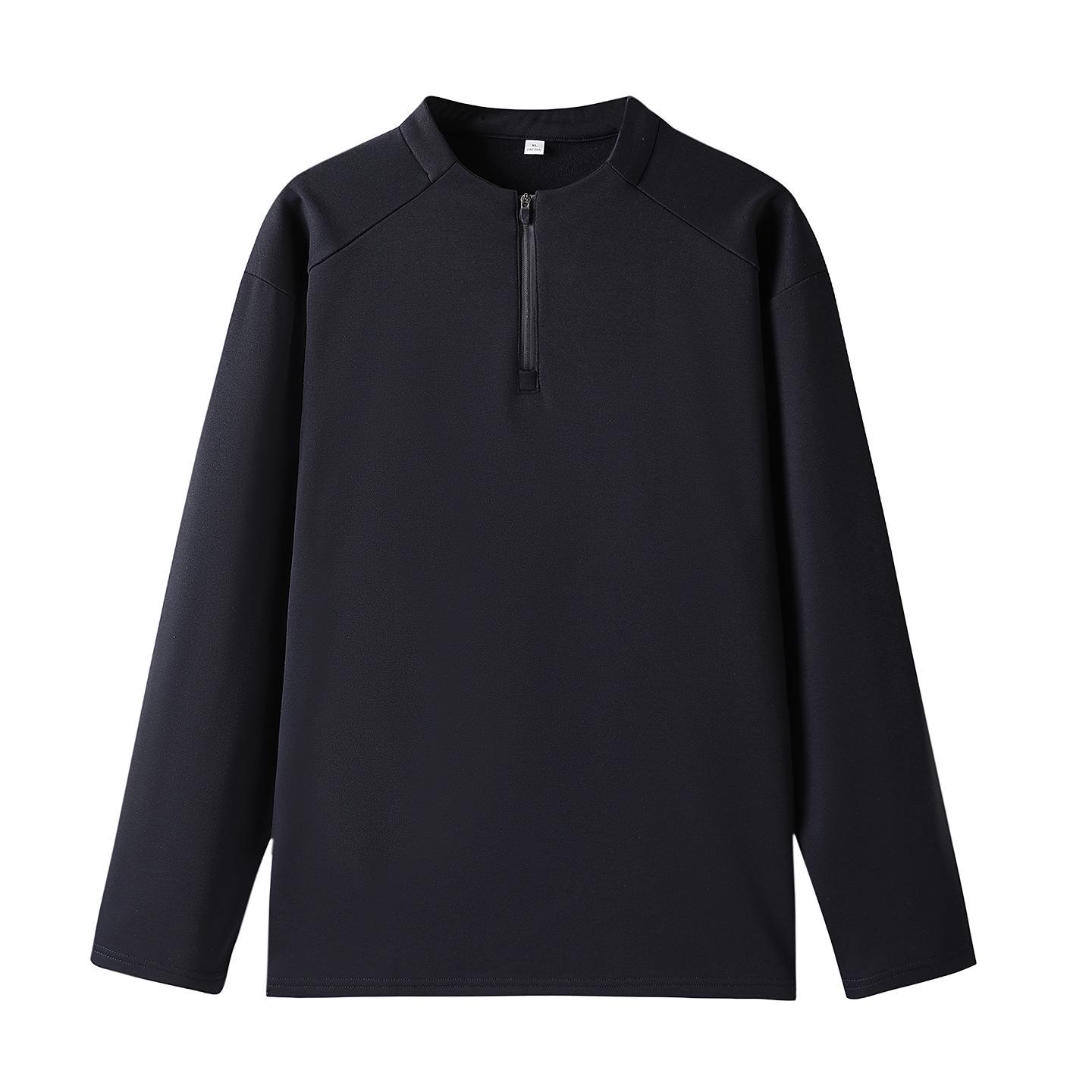 

Men s Double-Sided Velvet Warm Half-Zip Stand Collar Hoodie for Autumn and Winter Black