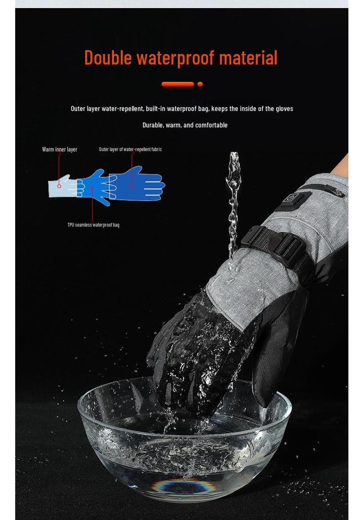 Smart Electric Heated Gloves with Large Battery for Winter Cycling and Skiing - Full Back and Finger Heating