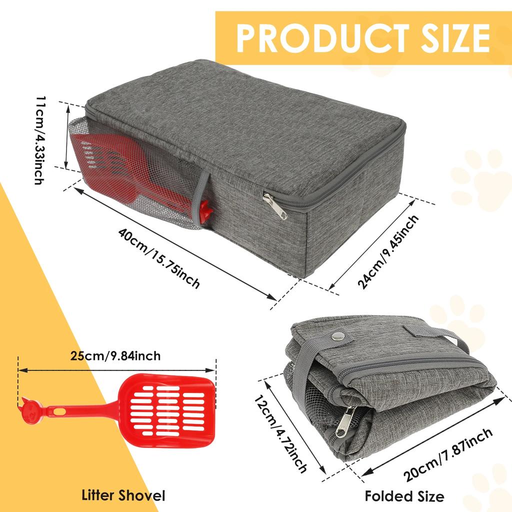 Portable Cat Litter Box Foldable Cat Travel Litter Box with Litter Scoop Square/Rectangle Waterproof Leakproof Pet Toilet Tray