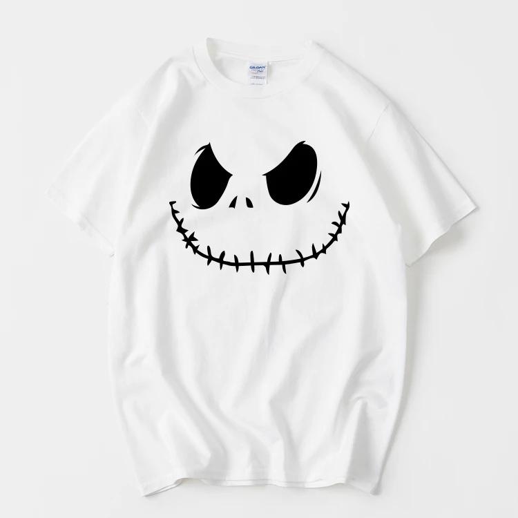 

Christmas Eve Horror Jack Halloween Skull T-shirt Short Sleeve Loose Cotton Crew Neck Summer Men Women Hip Hop Street Tees Tops 4XL