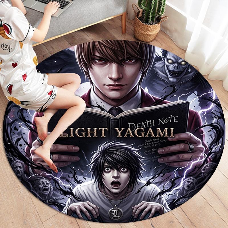 Death Note Round Area Rug Carpet Rug For Living Room Bedroom Sofa Playroom Decor Nonslip Floor Mat