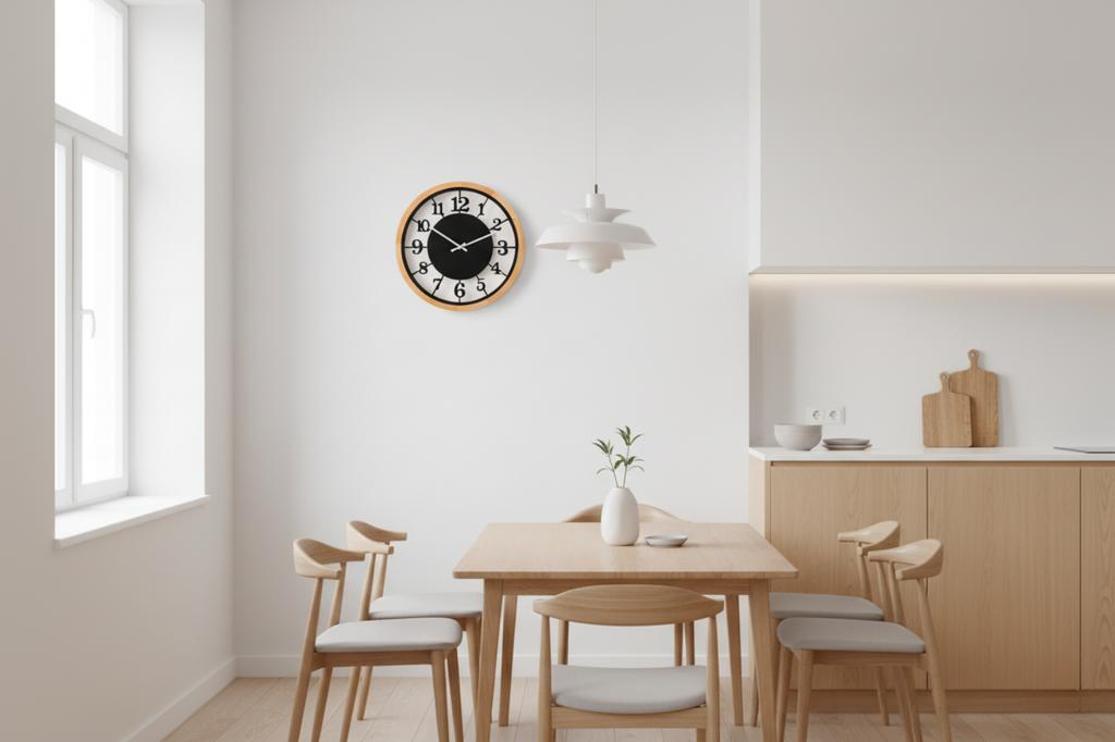 LEJA wall clock 37cm wooden OAK premium