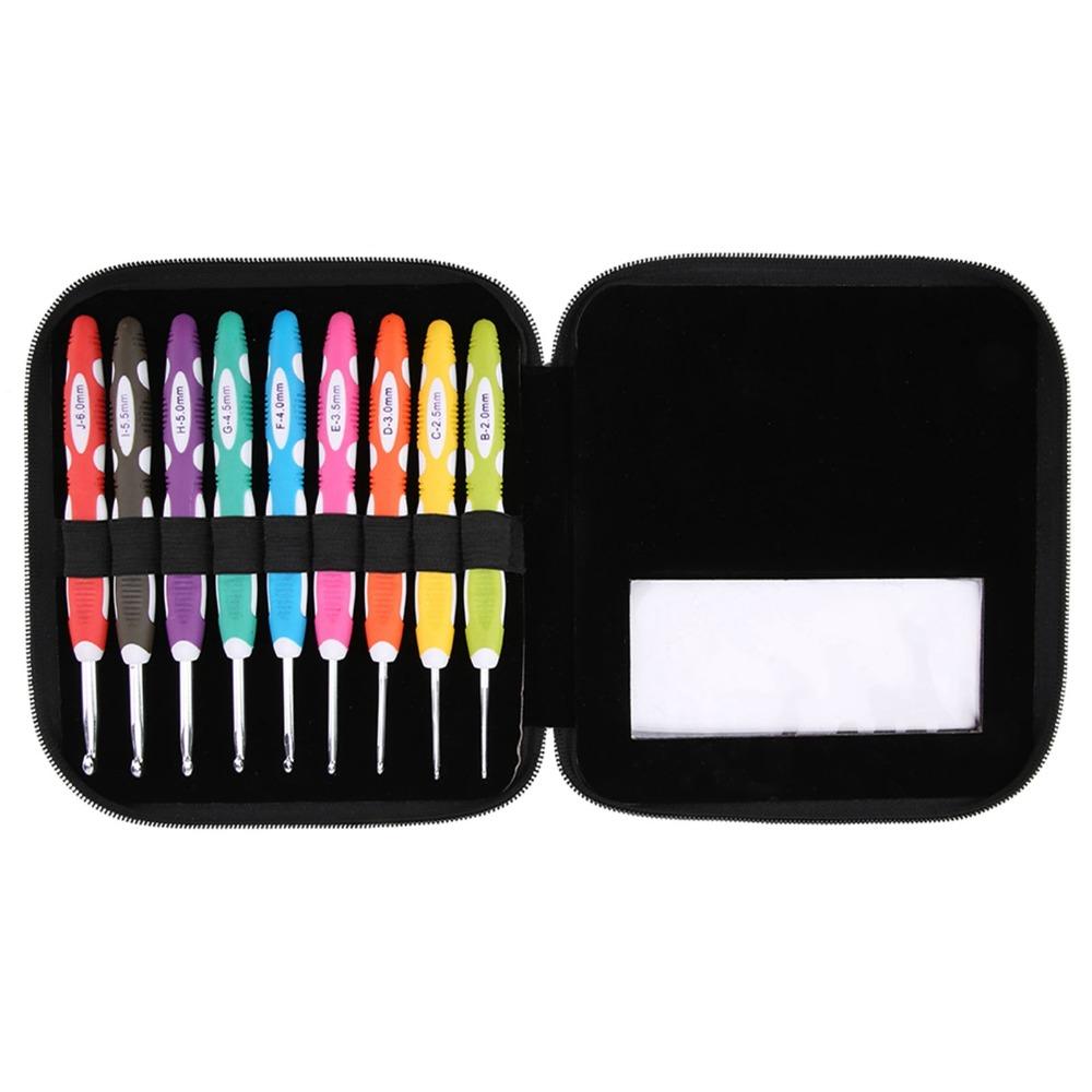 9pcs Extra Long Handle Crochet Hooks Set Plastic Handle Ergonomic Crochet Hooks For Arthritic Hands