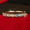 Multicolor Zircon Twisted Rings Round Stone Bridal Wedding Jewelry Round Stone Rings  Women