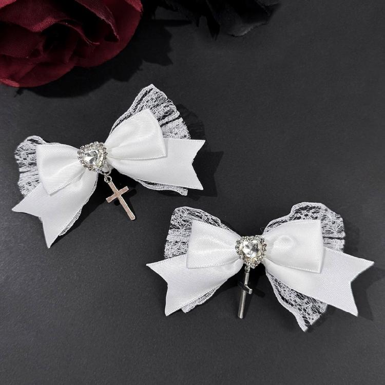 Klasická sponka do vlasů s mašlí z stuhy s ozdobou Pohodlné nošení do školy, kanceláře, na běžné oblečení