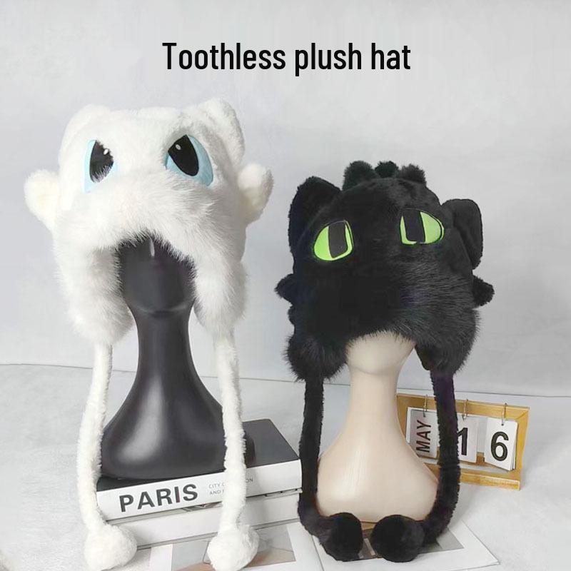 2025 Winter Couple's Warm, Slimming Plush Lei Feng Hat - Cute Light Fury & Night Fury Design for Women