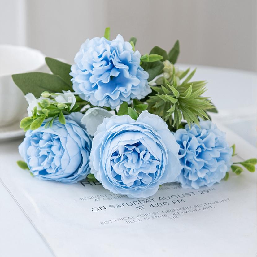 

Artificial Flowers 5 Forks Bulbous Chrysanthemum Festival Wreath Home Room Yard Bonsai Wedding Brial Bouquet Wreath Decora Gifts 1 pc синий