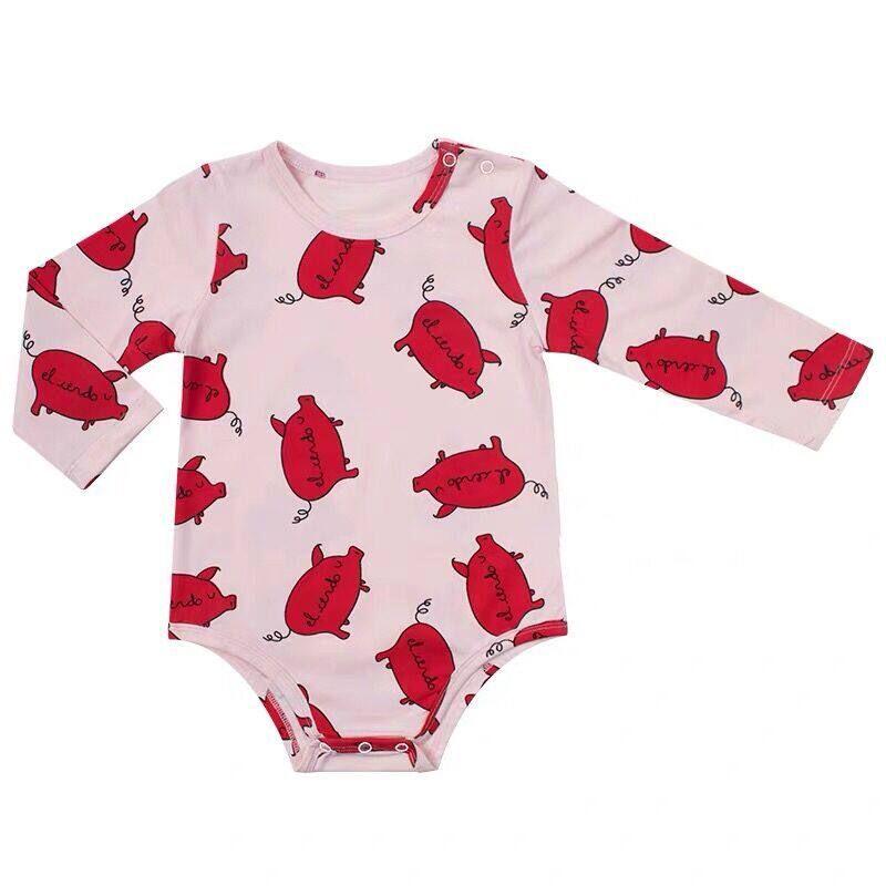 British Next Red Super Cute Little Red Baby Pig Pure Cotton Triangle Rompers Spring and Autumn Onesie Baby Jumpsuit [Little Red Pig] 90