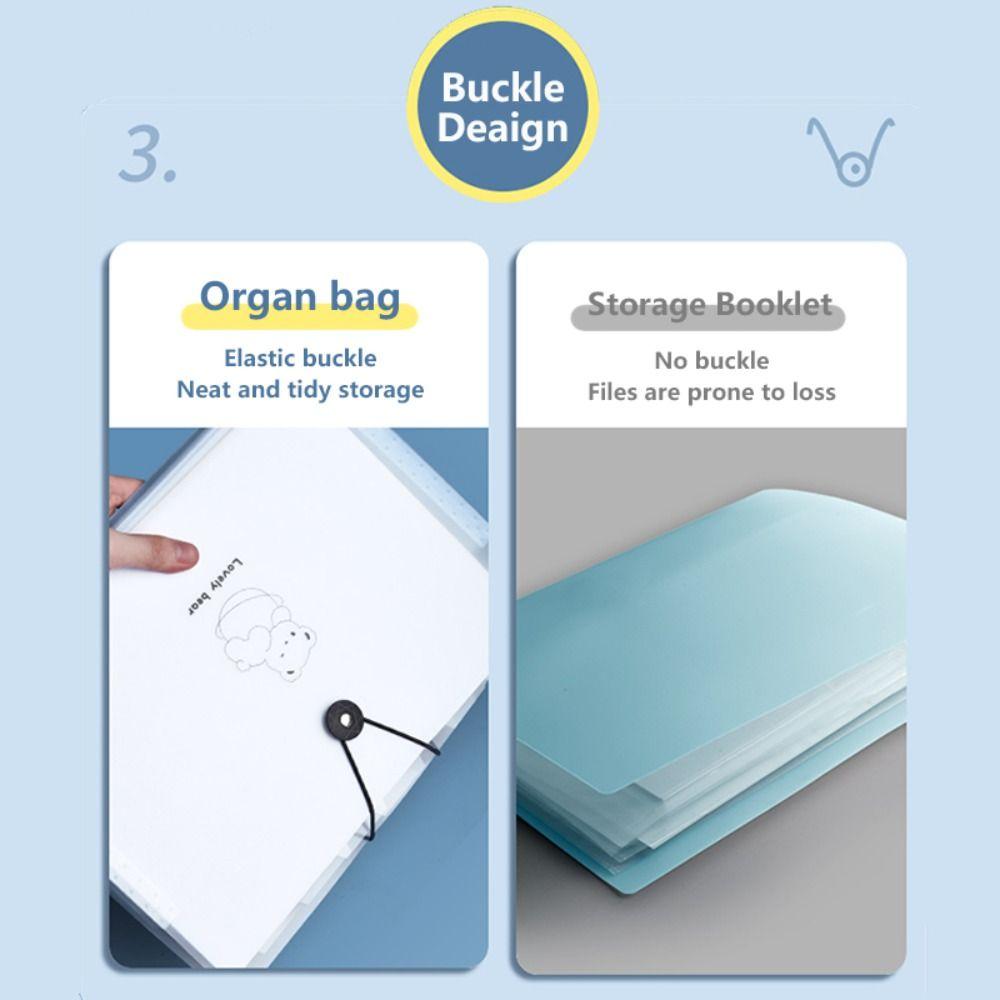 8/12Pockets A4 File Folder Large Capacity Document Bag Fashion Test Paper Storage Folder Students