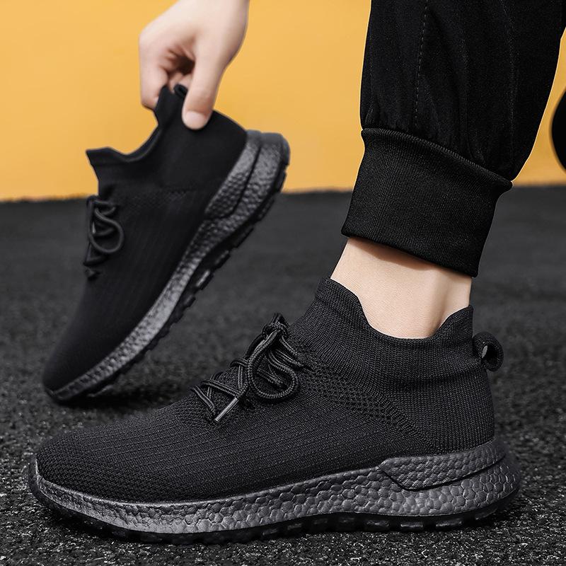 Men's shoes early autumn breathable mesh sports casual shoes trendy versatile lightweight soft-soled fly-woven shoes non-slip running tide shoes