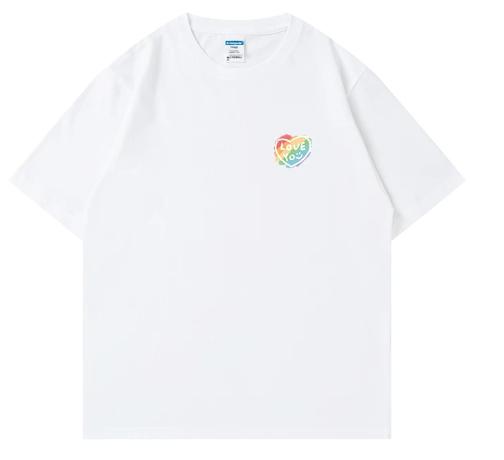 Love You Men s Simple and Stylish Short-Sleeved T-Shirt, New Summer Short-Sleeved Shirt, Trendy 100% Cotton Shirt S разноцветный