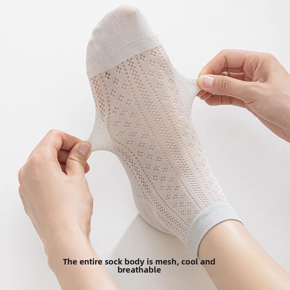 Silk Stockings for Children, Mesh-ventilated, Breathable, Summer Lightweight, Anti-odor, Sweat-absorbing Cotton Socks, Short Tube Style
