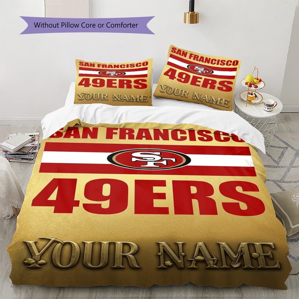 Name Custom SF 49ers Pattern Bedding Set Quilt Cover Pillowcase Home Decor Gift (1 * duvet cover + 2 * pillowcase, without core)