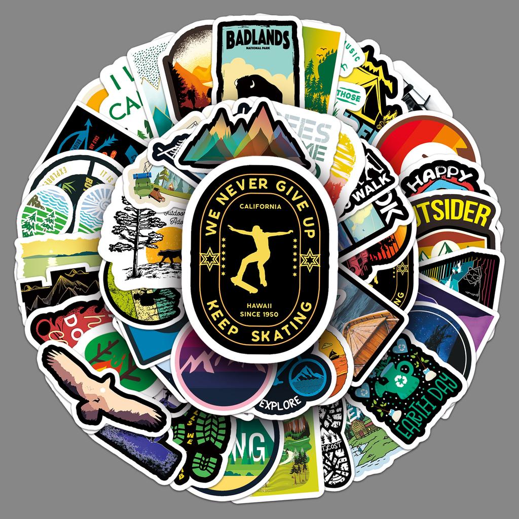 50 Photos of Travel Outdoor Graffiti Personalized Suitcase Bicycle Scooter Car Waterproof Self-adhesive Stickers