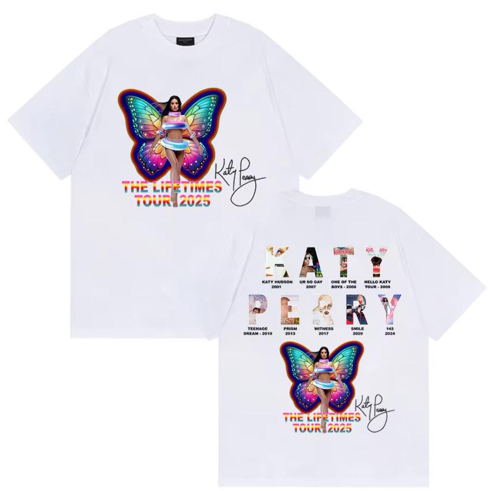

Singer Katy Perry The Lifetimes Tour 2025 Merch T Shirts Men Women Casual Oversized T-shirt Fashion High Quality Cotton T Shirts 3XL