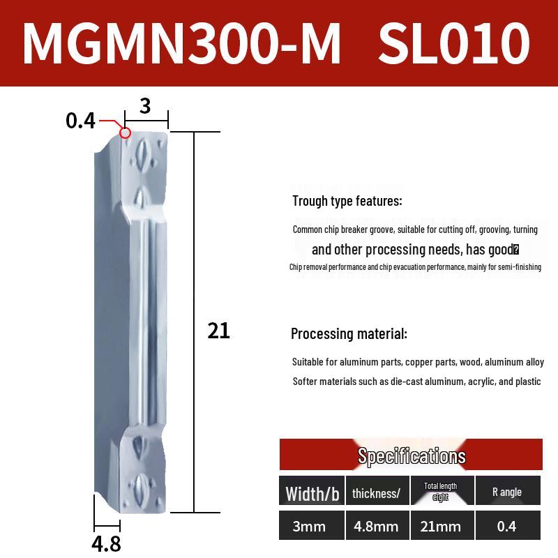 CNC Grooving Blade MGMN300/400-M for Stainless Steel, Ceramic, Aluminum Lathe Parting Tool Inserts