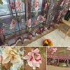 Embroidered Peony Window Room Divider Curtain Line Hanging On Rod Door Valance
