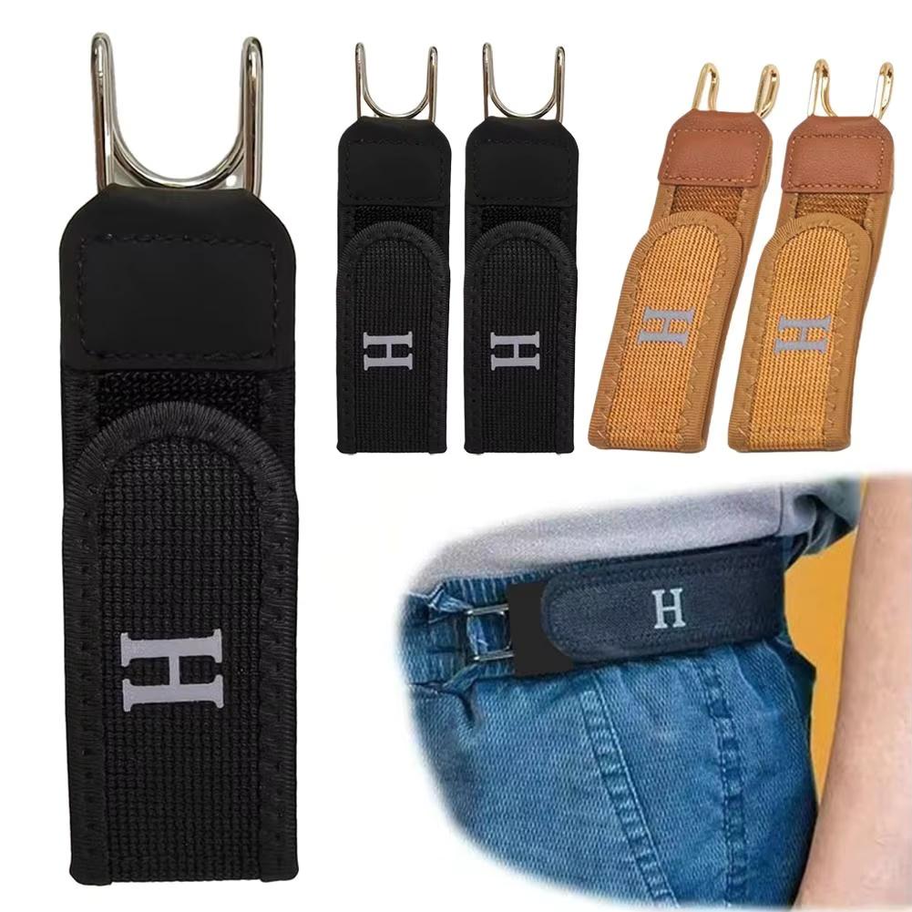 2 Pezzi Fibbia Senza Fibbia Regolabile Gancio per Cintura Elastico Velcro Fibbia in Vita Cintura per Vita Regalo da Uomo Cintura Casual con Fibbia