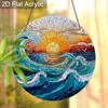 Acrylic Ocean Wave Sunset Suncatcher Stained Glass Effect Window Hanging Ornament Beach Lover Gifts