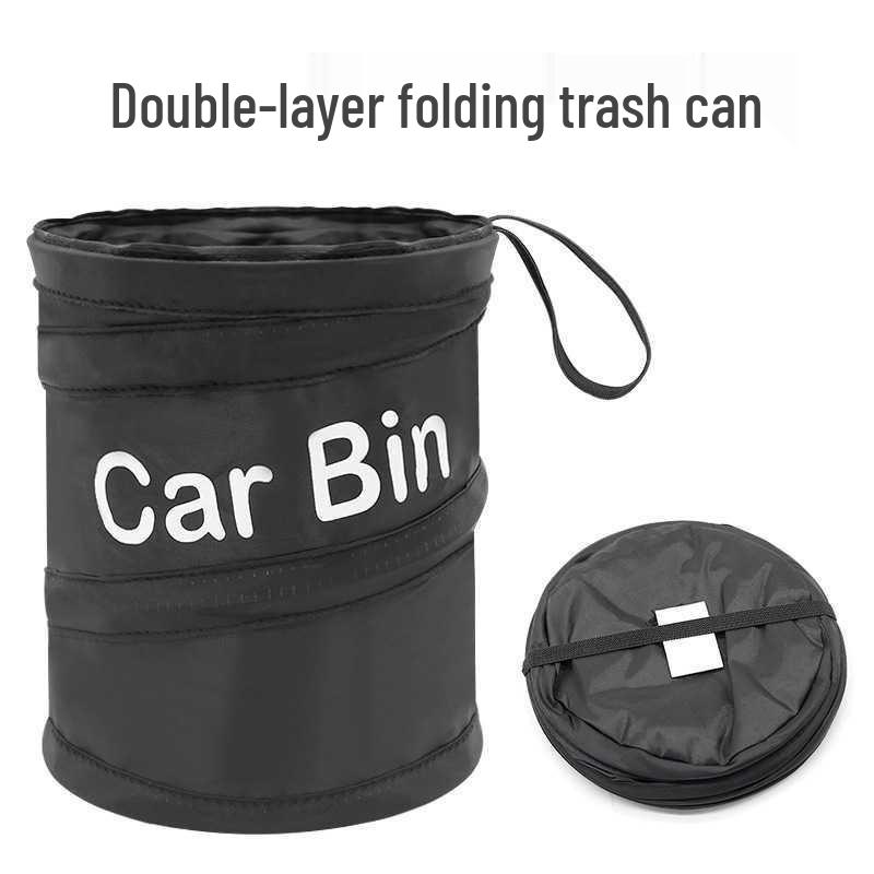 Folding Mini Car Trash Can - Spiral Design, Hanging Cloth Storage Bin