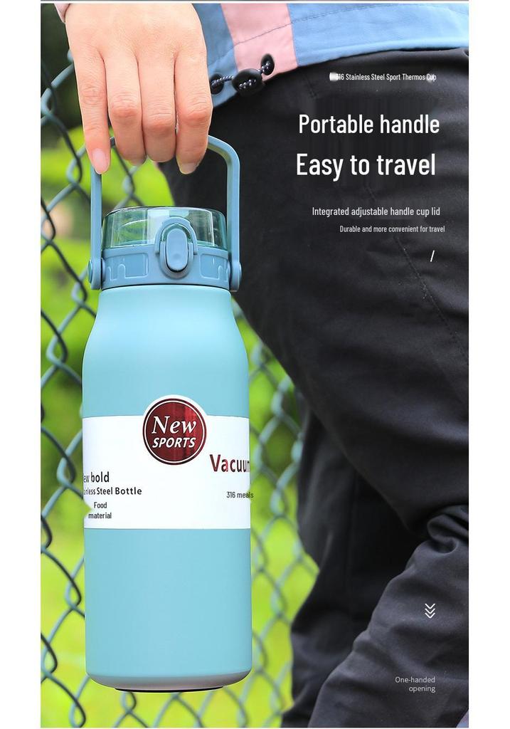 316 Stainless Steel Outdoor Fitness Water Bottle with Travel Kettle Design and Logo Print