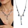 Adjustable Length Blue Plum Flower Necklace Comfortable Lightweight Neckchain Trendy Accessory for Casual Outfits