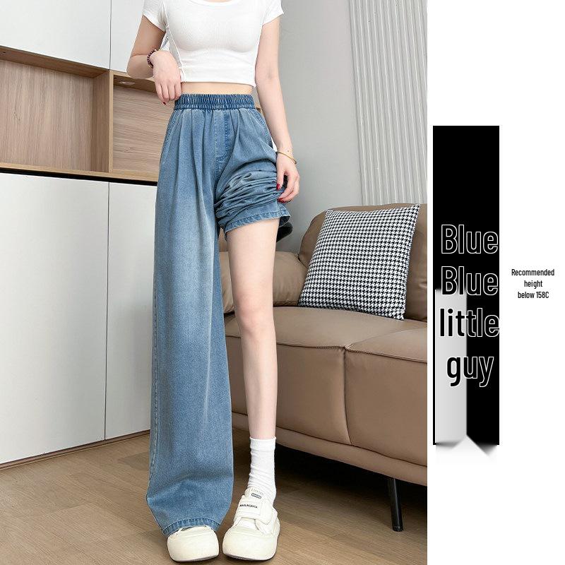 

Women s Tencel Black Denim Pants, Summer 2026: Lightweight Petite Style, Elastic Waist, Loose Wide-Leg with Good Drape. S (85-105 lbs)