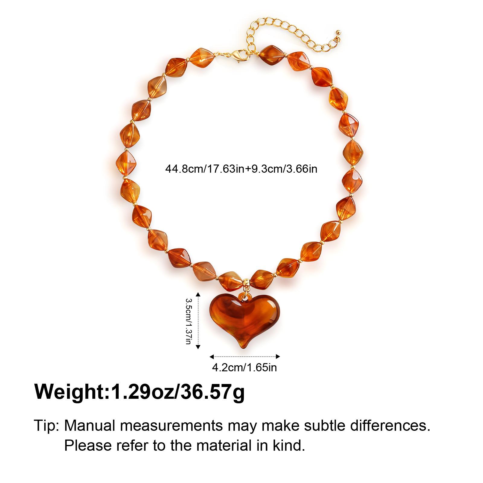 2025 New Wind Amazon Rhombus Acrylic Necklace Resin Big Peach Heart Necklace Manufacturer Wholesale