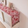 Red Coconut Tree Tassels Table Runner, Jacquard Fabric Plants Kitchen Dining Table Decoration for Home Party Festival