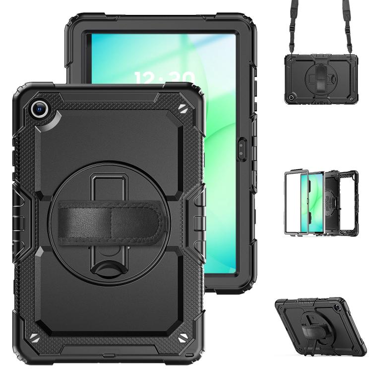 Silikon-Hybrid-PC-Tablet-Hülle mit Schultergurt für Samsung Galaxy Tab A11+ / A9+, Ständer Erhöhte Kamera Kratzfeste Schutzhülle