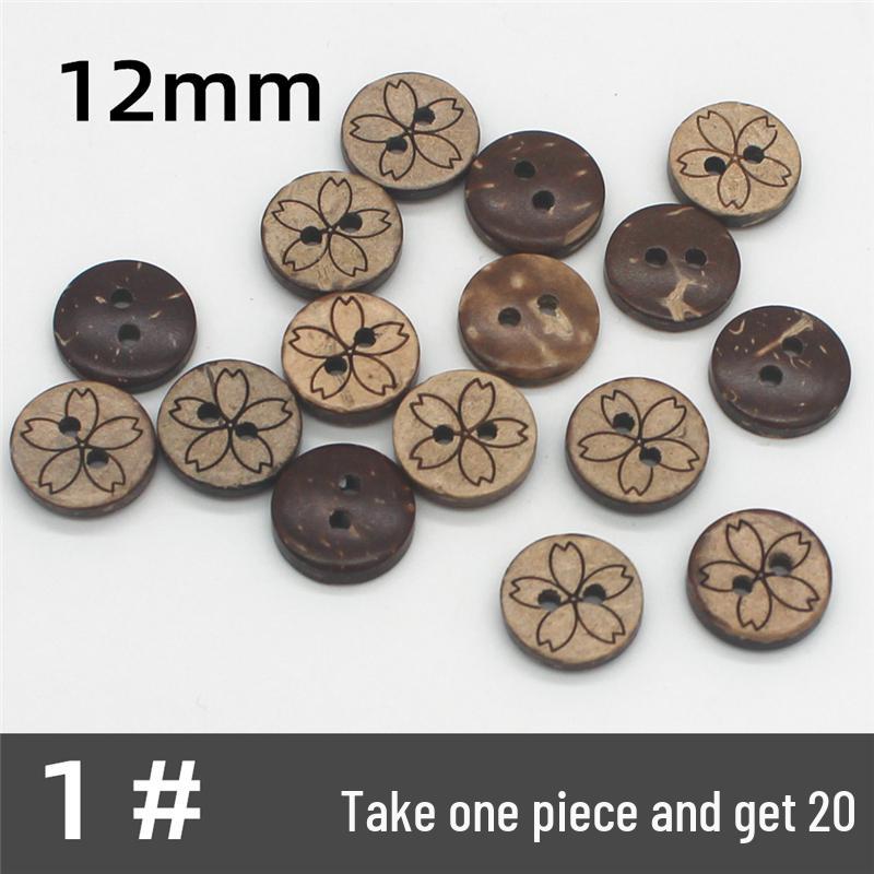 Natural Retro Coconut Shell Round Buttons for Children's Clothing