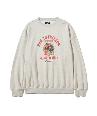 PHYPS MOTORCYCLE Vintage Graphic Sweat Shirt Oatmeal