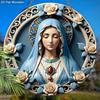 Elegant Wooden Sign with Our Lady Pattern, Unique Round Sign for Wall Front Door Hanging Decor, Ideal Festival Ornament