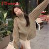 Sweater For Women With Stand Collar And Knitted Design For Fall Casual Wear