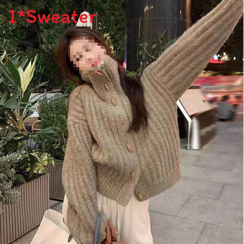 Sweater For Women With Stand Collar And Knitted Design For Fall Casual Wear