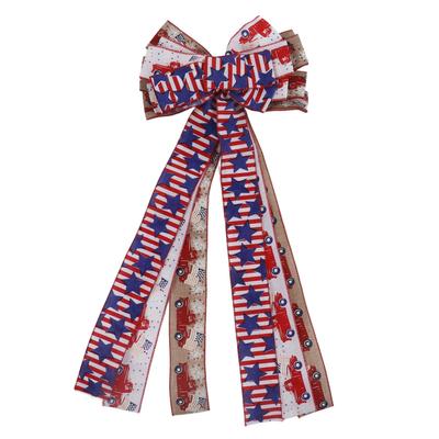 Independence Day Bowknot 11.8x27.6in Vibrant Colors Fadeless Durable Widely Used Patriotic Bowknot for 4th of July