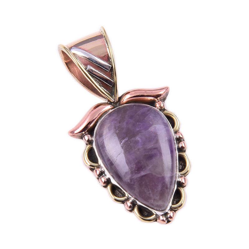 Natürlicher Tiffany-Stein 925er Sterlingsilber massiv Geschenk Zweifarbiger Anhänger 1,25" N9U78