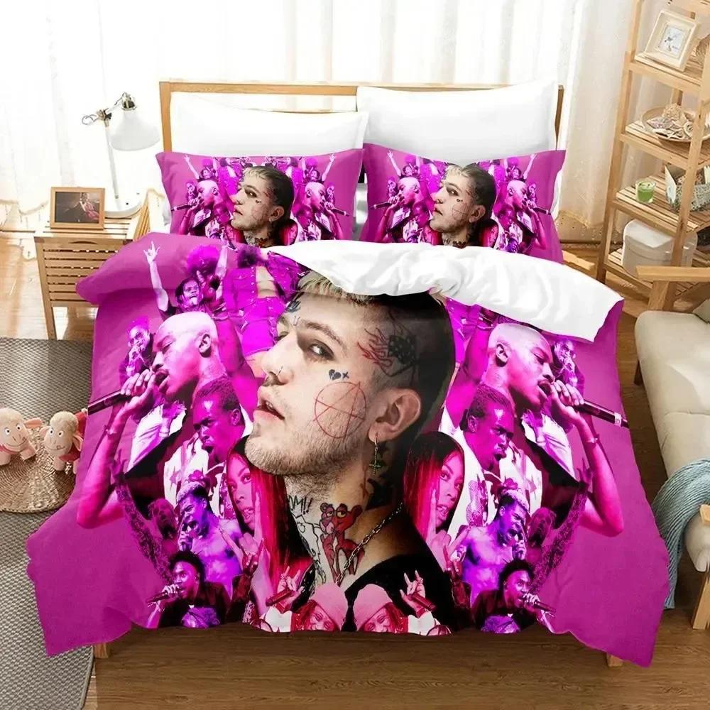 Luxuriöses Neues 3D-Druck Rapper Lil Peep Bettwäscheset Bettbezug Bettset Steppdecke Kissenbezug Queen-Size Jungen Erwachsene Bettwäscheset