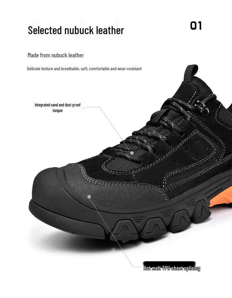 Men's Low-Top Hiking Shoes with Non-Slip Toe Cap, Thick Soft Sole, and Lace-Up Design – Ideal for Outdoor Casual Wear.