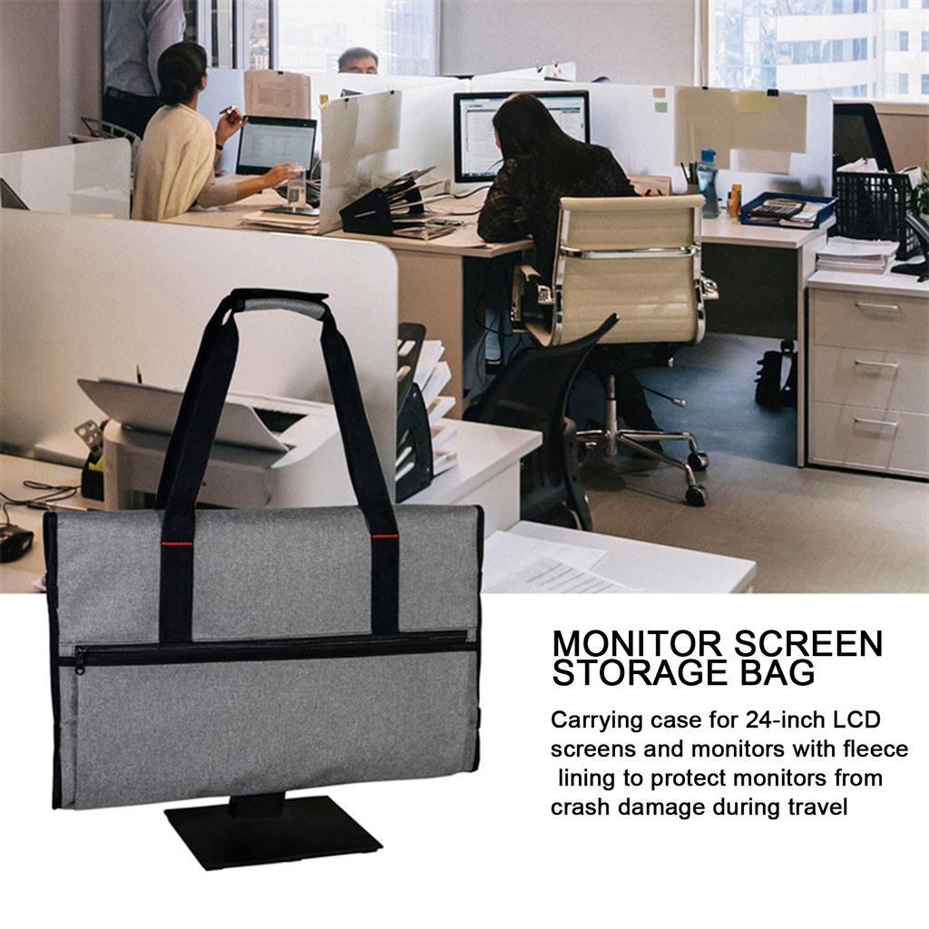 Computer Screen Carrying Case Protective Computer Display Travel Bag with Handle for Work Business Trips Black
