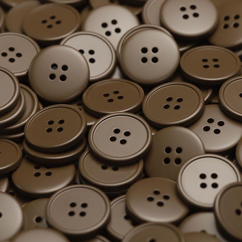 MOSN Reversible Wool/Fur Trench Coat Buttons: Four-hole, Thin-edged, Spray-painted, Multi-colored.