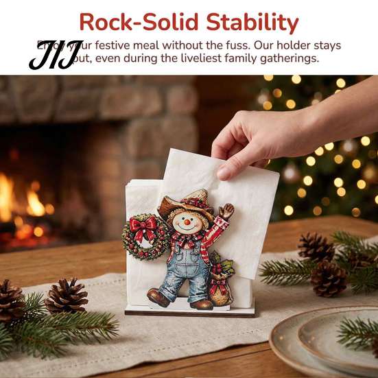Solid Wood Tissue Dispenser Snowman Napkin Holder for Dining Table, Vertical Christmas Table Dispenser, Storage Holiday Home Decor Wooden Organizer